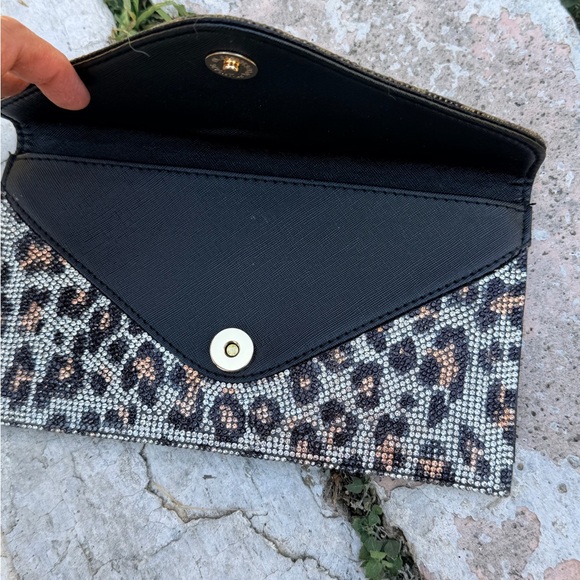 Multicolor Rhinestone Leopard Clutch Envelope Style Bling Glam Indie Sleaze - Picture 3 of 6